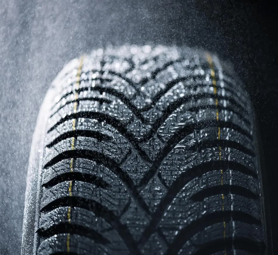 Close-up of tire tread pattern